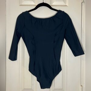 Steal Blue Boat Neck 3/4 Sleeve Women’s Leotard